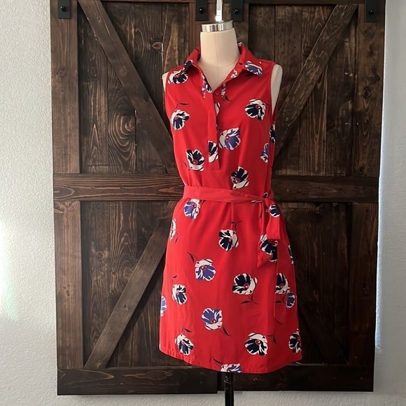 Banana Republic Dresses & Skirts - Banana Republic Factory Red Floral Collared Women's Casual Dress